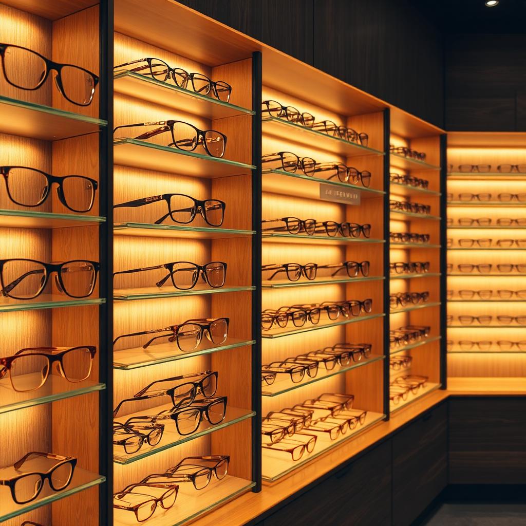 Premium eyeglass frames wall